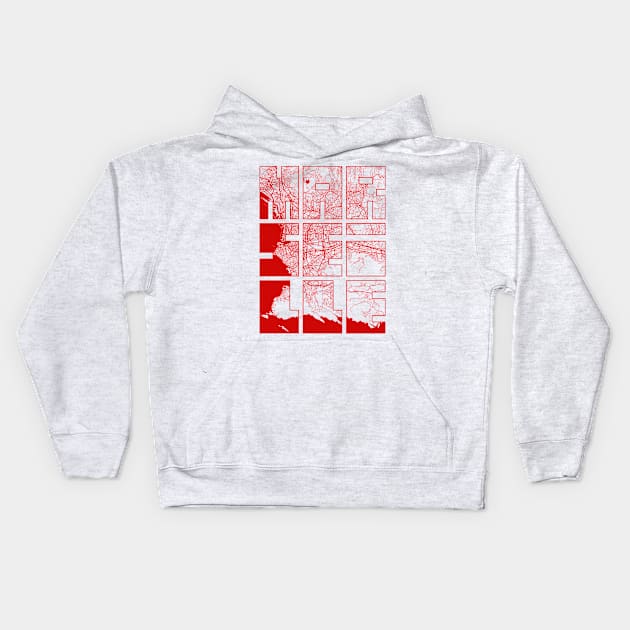 Marseille, France City Map Typography - Oriental Kids Hoodie by deMAP Studio